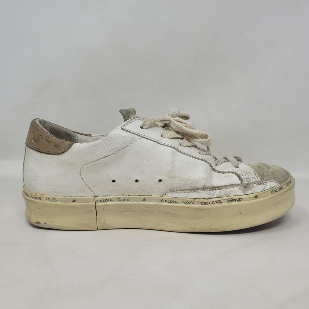 Golden Goose Hi Star Shoes Womens US8 EU38 White Leather Glitter Star Sneaker - Picture 9 of 16